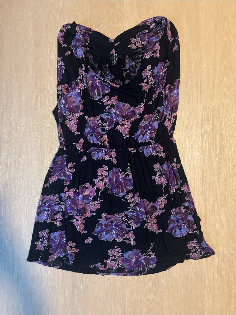 Free People Black and Purple Floral Mini Dress size Medium